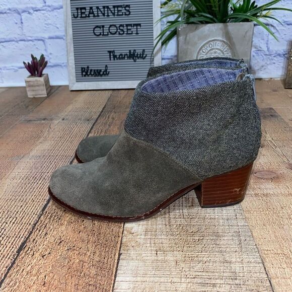 Tom’s Olive Leila Herringbone Ankle Booties - Picture 2 of 11